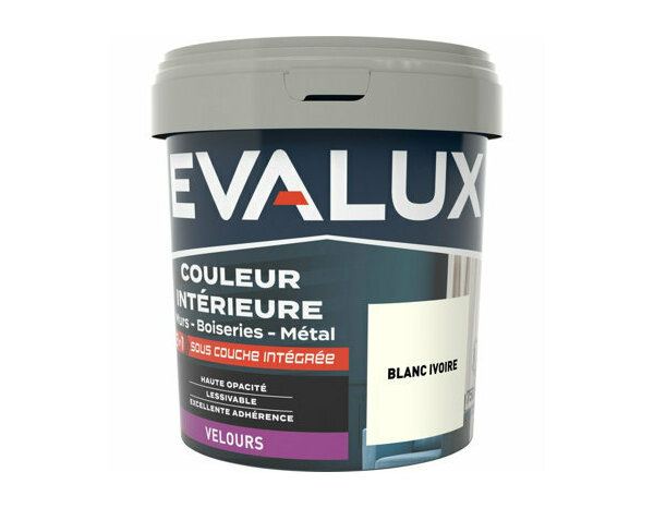 Peinture Blanc ivoire 0l75 velours 2en1 - Evalux - Brico Dépôt