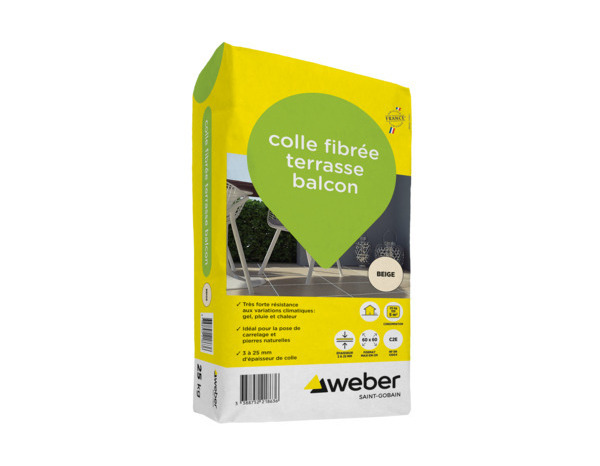 Colle fibrée terrasse et balcon beige - sac de 25 kg - Weber - Brico Dépôt