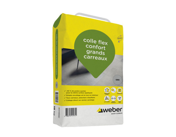 Colle flex confort grands carreaux gris - sac de 15 kg - Weber - Brico Dépôt
