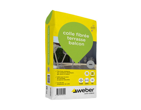 Colle fibrée terrasse et balcon gris - sac de 25 kg - Weber - Brico Dépôt
