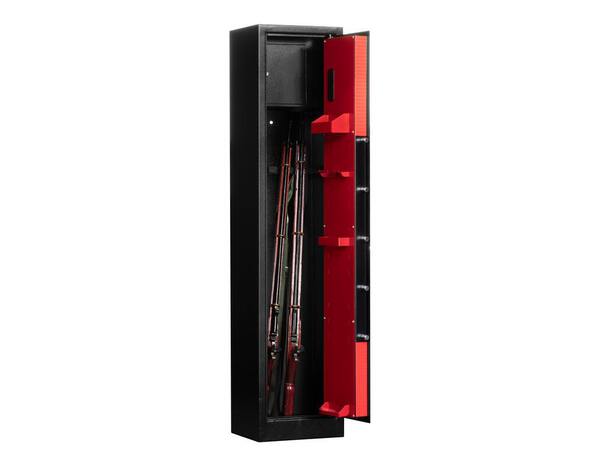 Armoire à fusils noire avec porte à serrure électronique et 5 pênes en acier - Brico Dépôt