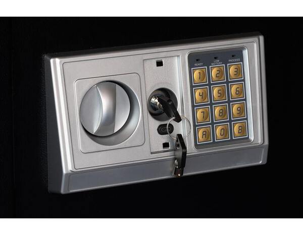 Armoire à fusils noire avec porte à serrure électronique et 5 pênes en acier - Brico Dépôt