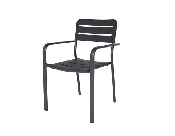 Fauteuil de jardin structure acier et assise en polypropylène noir - Brico Dépôt