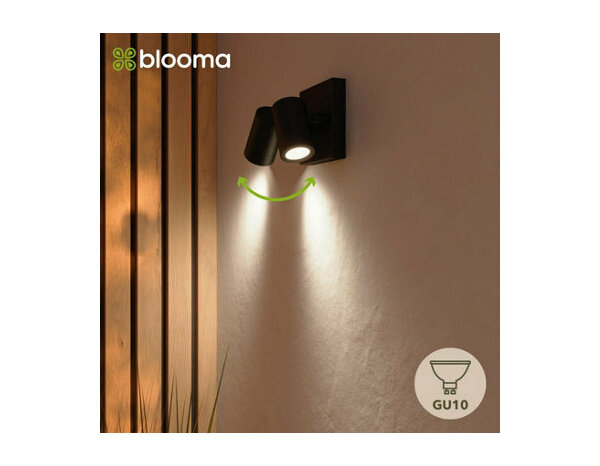 Applique murale double Tiarela gu10 noir - Marque BLOOMA - Brico Dépôt