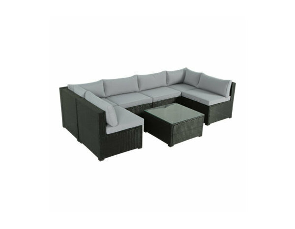 Salon de jardin 6 places noir et gris "LAVANA" - Brico Dépôt