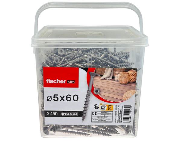 Seau de 450 vis terrasse 5X60 en inox A4 - Fischer - Brico Dépôt