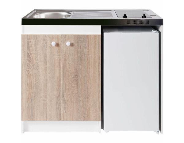 Cuisinette vitrocéramique (1 évier,1 meuble,1 plaque,1 réfrigérateur) - : L. 120 - Brico Dépôt