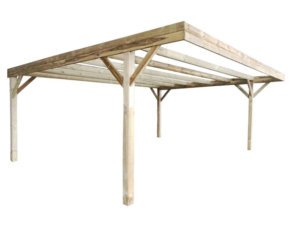 Carport 2 voitures en bois - : L. 604 x P.504 x H. 257 cm. - Brico Dépôt