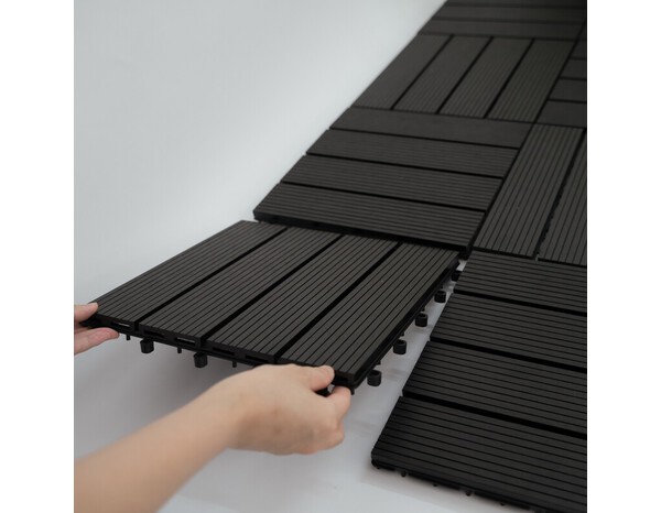 Lot de 6 dalles de jardin en composite anthracite 300 X 300 X 22 mm - Brico Dépôt