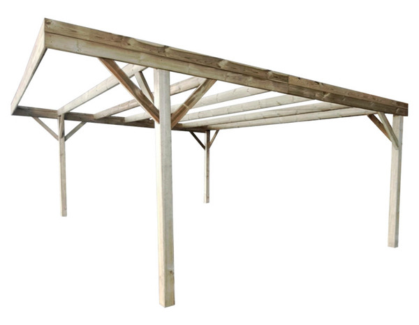 Carport 2 voitures en bois - : L. 604 x P.504 x H. 257 cm. - Brico Dépôt