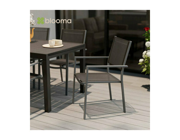 Fauteuil acier / textile gris "KERICA" - L. 56 x l. 60,9 x H. 89 cm - Marque BLOOMA - Brico Dépôt