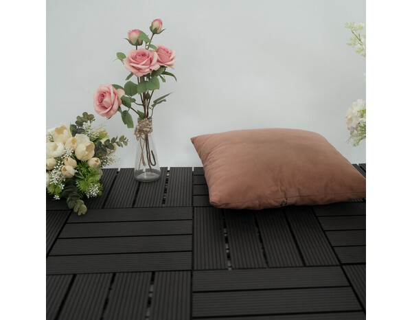 Lot de 6 dalles de jardin en composite anthracite 300 X 300 X 22 mm - Brico Dépôt