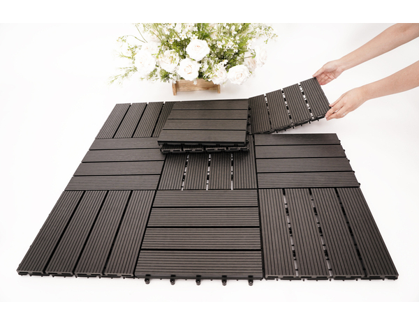 Lot de 6 dalles de jardin en composite anthracite 300 X 300 X 22 mm - Brico Dépôt