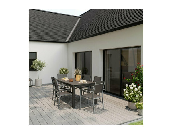 Fauteuil acier / textile gris "KERICA" - L. 56 x l. 60,9 x H. 89 cm - Marque BLOOMA - Brico Dépôt