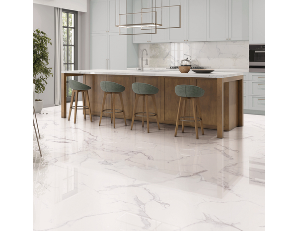 Carrelage de sol intérieur "Amboise" blanc 60,5 x 60,5 cm x Ep. 9 mm - Brico Dépôt