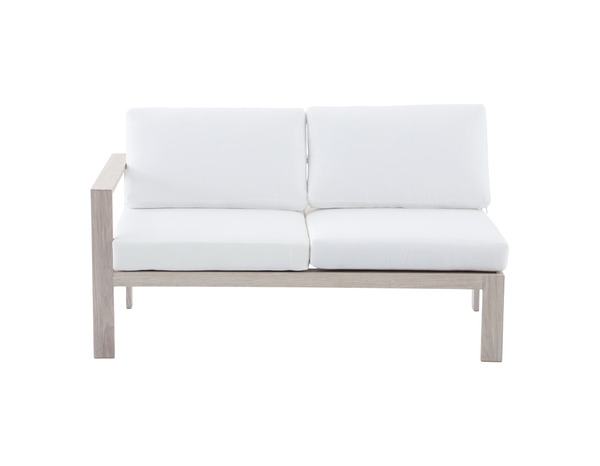 Salon de jardin en aluminium 5 places couleur effet bois clair et coussins beige "SEFIRA" - Marque BLOOMA - Brico Dépôt