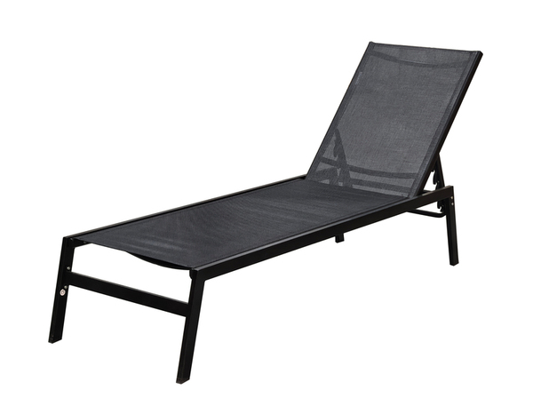 Bain de soleil en acier et polyester noir - L202 x P56 x H33 cm. - Brico Dépôt