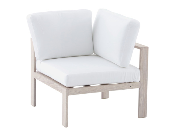 Salon de jardin en aluminium 5 places couleur effet bois clair et coussins beige "SEFIRA" - Marque BLOOMA - Brico Dépôt