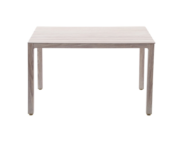 Salon de jardin en aluminium 5 places couleur effet bois clair et coussins beige "SEFIRA" - Marque BLOOMA - Brico Dépôt