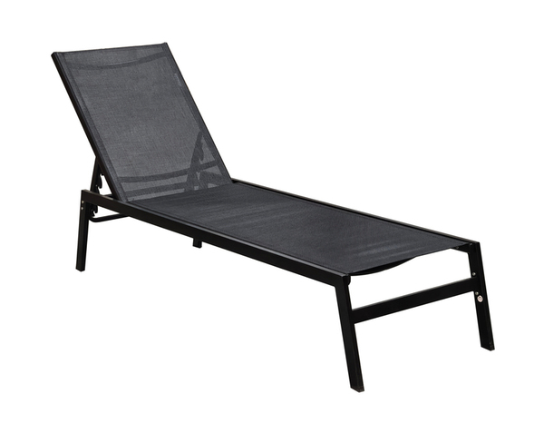 Bain de soleil en acier et polyester noir - L202 x P56 x H33 cm. - Brico Dépôt