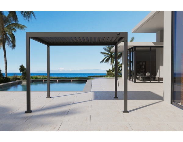 Pergola en aluminium et acier à lames orientables "MYRIS" - 294 x 294 x 235 cm - Brico Dépôt