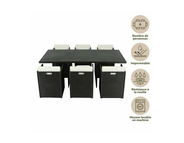 Ensemble de jardin pour repas 6 places anthracite "LAVANA" - Brico Dépôt