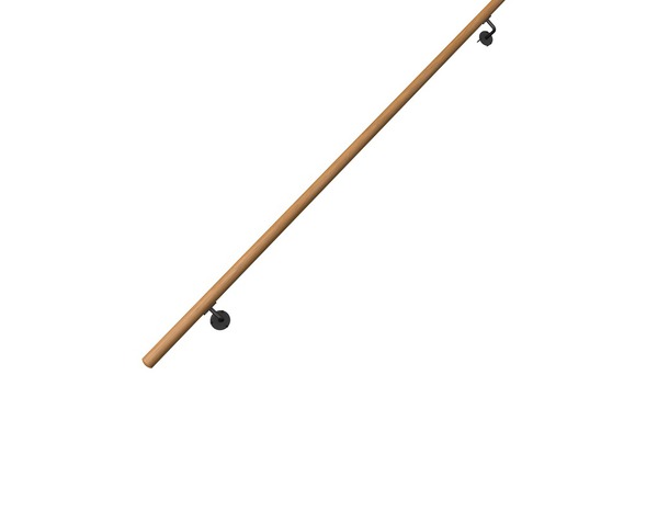 Kit main courante frêne teintée chêne + 2 supports noir - Ø 40 x 2000 mm   - Brico Dépôt