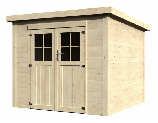 Abri de jardin en bois "TONY" toit plat 19mm 6,4m² - Brico Dépôt