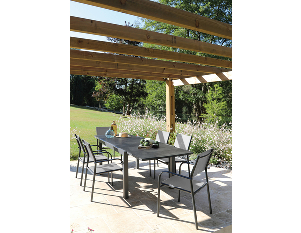 Table aluminium/céramique extensible graphite "Elise" - L.140/240 x H.74 x P.90 cm - Brico Dépôt