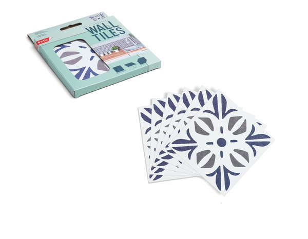 6 dalles murales PVC adhésives blanc, bleu, gris effet carreaux de ciment "CUBIA" 15X15 cm - Brico Dépôt