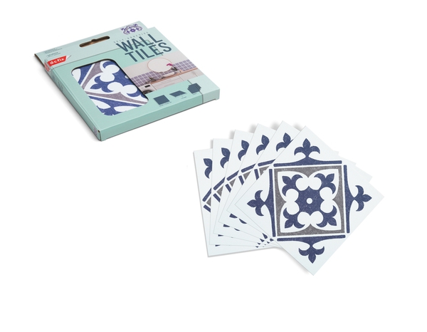 6 dalles murales PVC adhésives blanc, bleu, gris effet carreaux de ciment "NADIA" 15X15 cm - Brico Dépôt