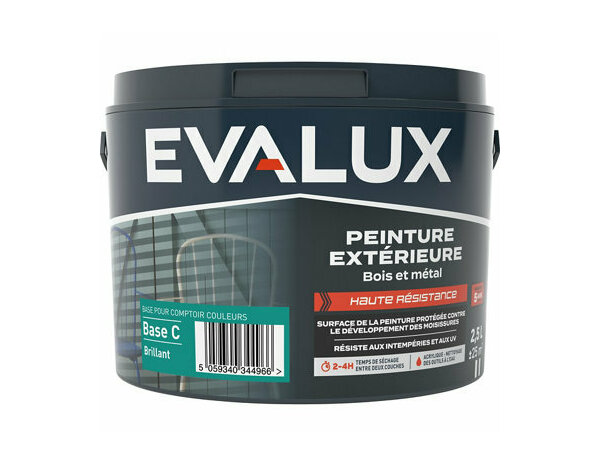 Peinture extérieure bois métal Base C Brillant 2,5 L - Evalux - Brico Dépôt