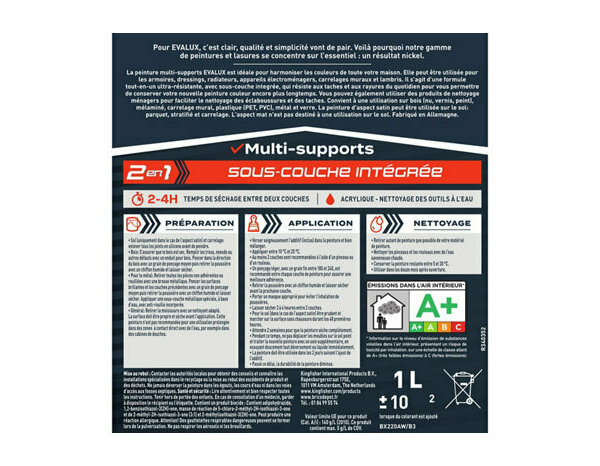 Peinture multi supports Base A Satin 1 L - Evalux - Brico Dépôt