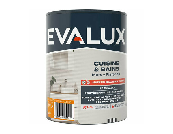 Peinture cuisine et bains Base B Satin 1 L - Evalux - Brico Dépôt