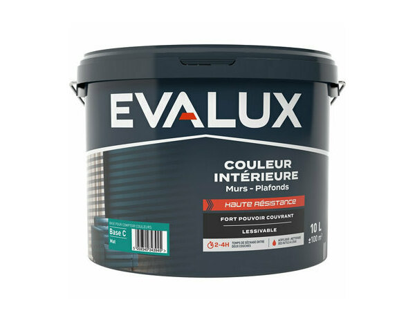 Peinture mur haute résistance Base C Mat 10 L - Evalux - Brico Dépôt