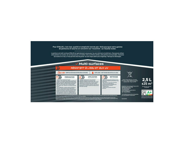 Peinture extérieure bois métal Base C Brillant 2,5 L - Evalux - Brico Dépôt
