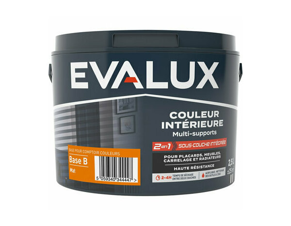Peinture multi supports Base B Mat 2,5 L - Evalux - Brico Dépôt