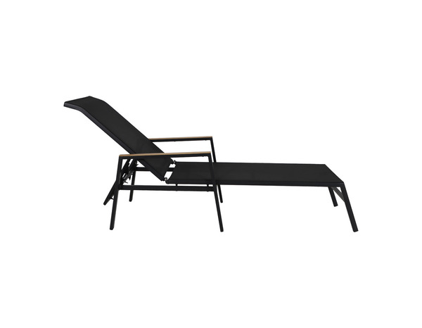 Bain de soleil aluminium et toile pvc noir "ASARA" - L. 203 x l. 56/62 x H. 88 cm. - Marque BLOOMA - Brico Dépôt