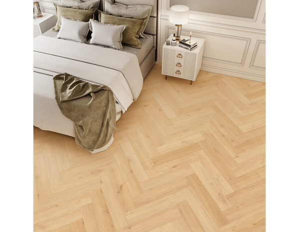 Sol stratifié chevron bois clair 8 mm AC5 - Brico Dépôt