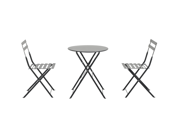 Ensemble pliant 3 pieces acier noir - Brico Dépôt