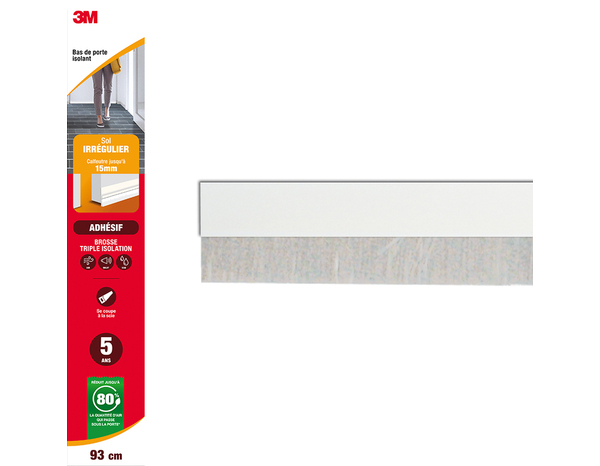 Bas de porte brosse en pvc sol irrégulier blanc 0,93m - 3M - Brico Dépôt