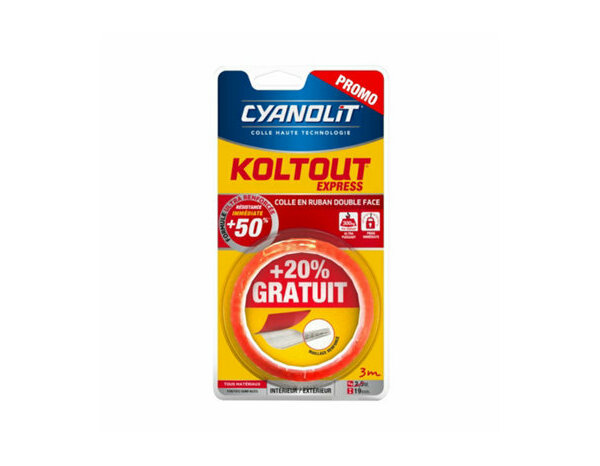 Colle en ruban 3 m x 19 mm + 20% - Cyanolit - Brico Dépôt