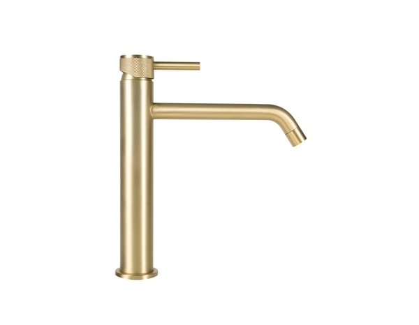 Mitigeur lavabo XL SINDIA acier inoxydable finition or brossé H. 25,6 cm P. 19,3 cm - Brico Dépôt