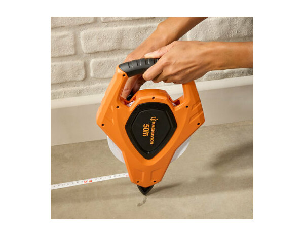 Mètre ruban 50m, boîtier bi-matière résistant aux chocs - MAGNUSSON - Brico Dépôt