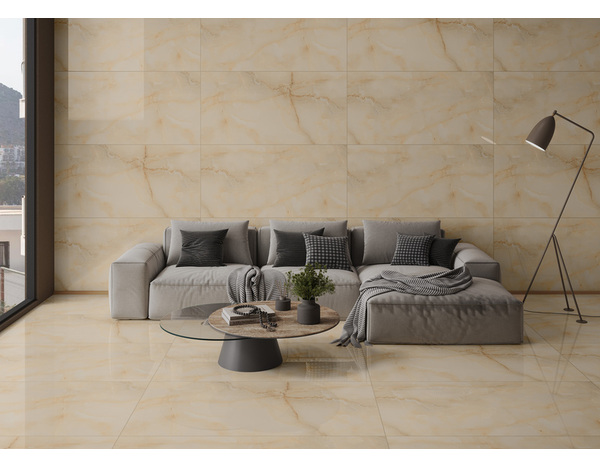 Carrelage de sol intérieur "Onyx" beige 60 x 120 cm - Brico Dépôt
