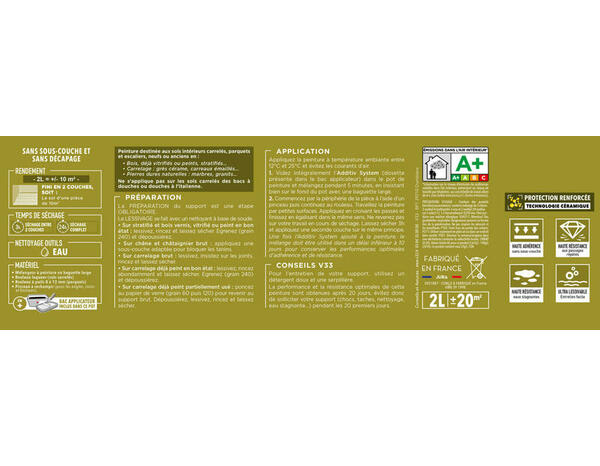 Peinture de rénovation sol et escalier acrylique satin blanc 2 L - V33 - Brico Dépôt