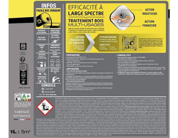 Traitement bois multi-usages 1L - V33 - Brico Dépôt