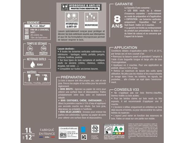 Lasure ton chêne dore satinée 0,75 L - V33 - Brico Dépôt