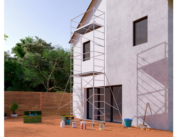 Echafaudage roulant "PRESTO" H. maxi : 6,5 m - H. 5,60 x l. 0,41 x P. 0,325 m - Brico Dépôt