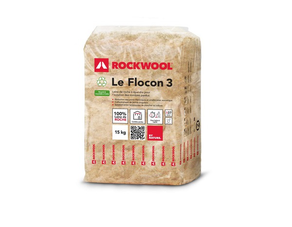 Laine de roche Le Flocon 3 - sacs de 15 Kg - Rockwool - Brico Dépôt